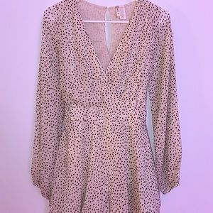 Flowy brown polka dot semi-formal romper